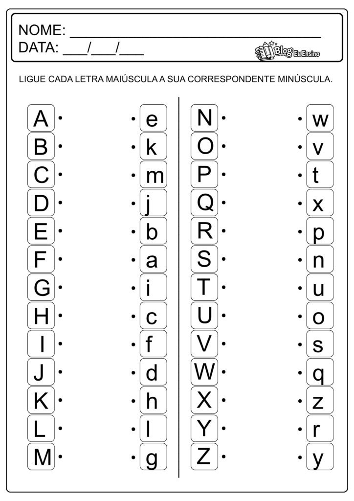 ATIVIDADES DE LETRAS MAIÚSCULAS E MINÚSCULAS