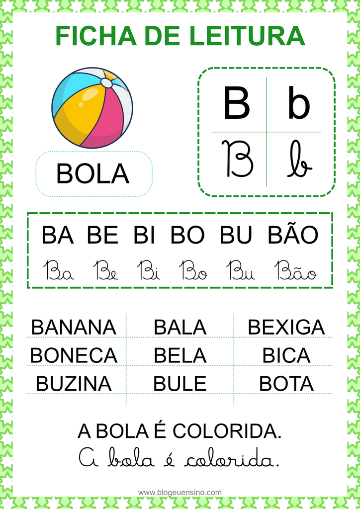 FICHAS DE LEITURA DO ALFABETO